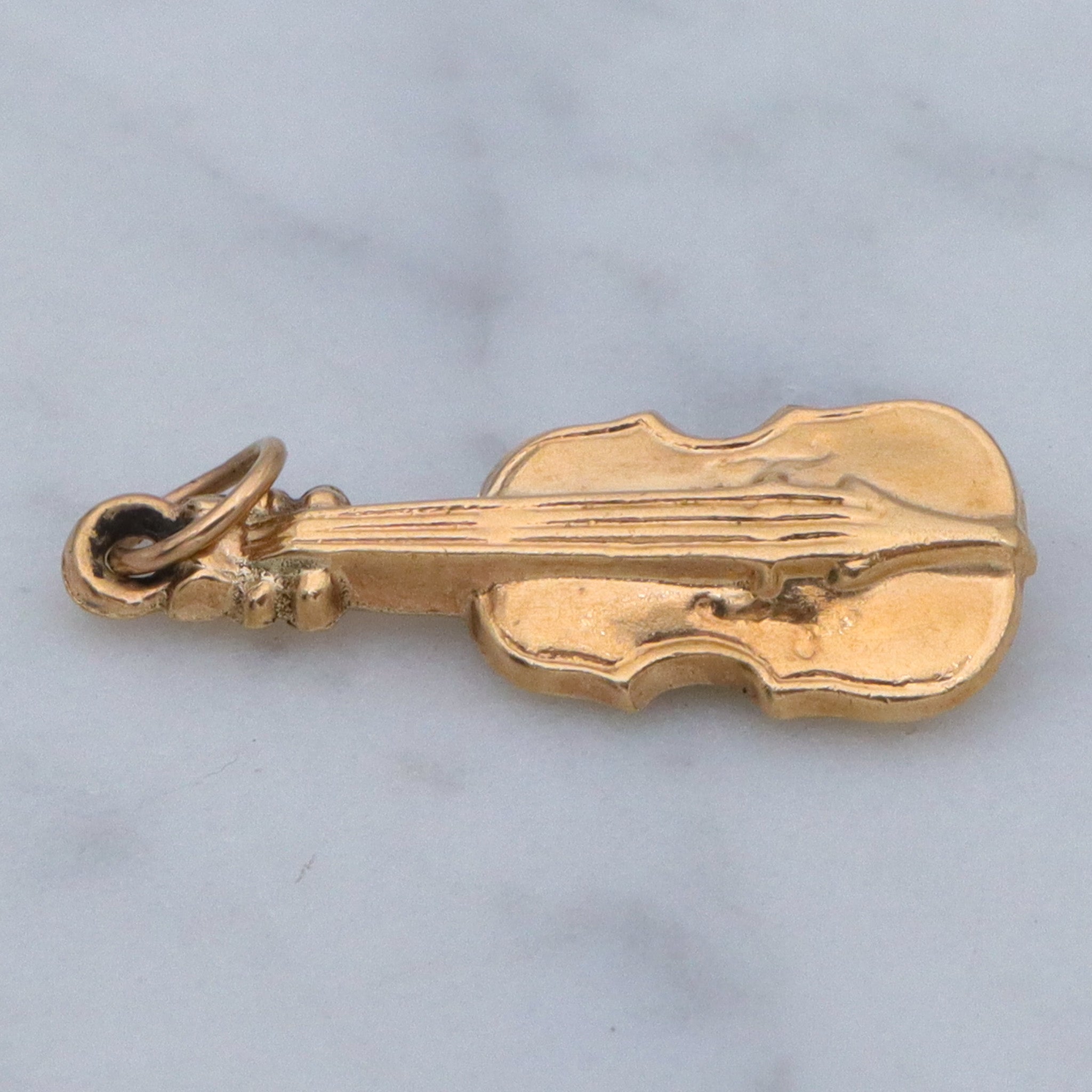 Vintage English 9k gold hollow violin charm pendant